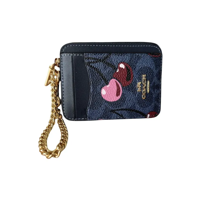 COACH Canvas Card Holder Mini Women's Blue-1