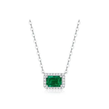KOYOOME S925 Sterling Silver Cultured Emerald Collarbone Chain Unisex