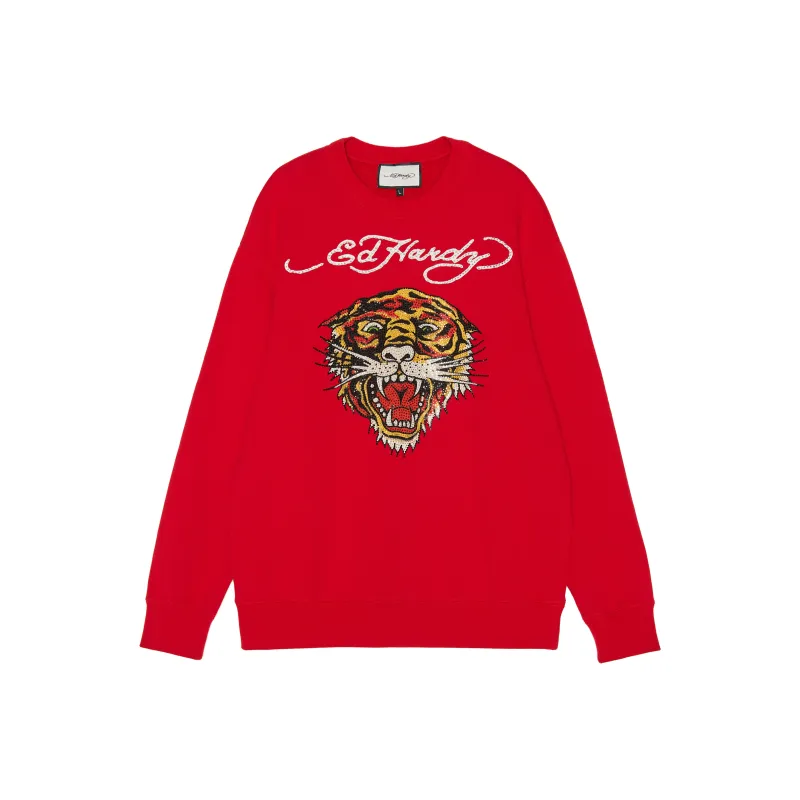 Ed Hardy Sweatshirts Men Warm Neon Rose Red E1OWM068-0