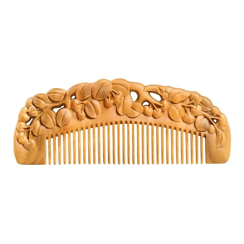 Zhou Guangsheng Natural Green Sandalwood Wood Comb Massage-0