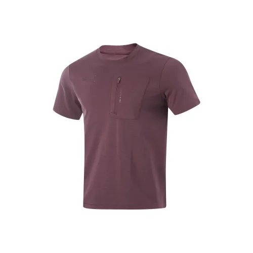 LiNing T Shirt Men's Mixed Color Dark Red Purple