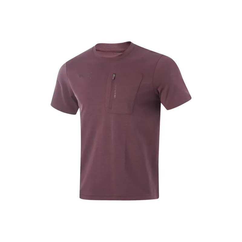 LiNing T Shirt Men's Mixed Color Dark Red Purple-0