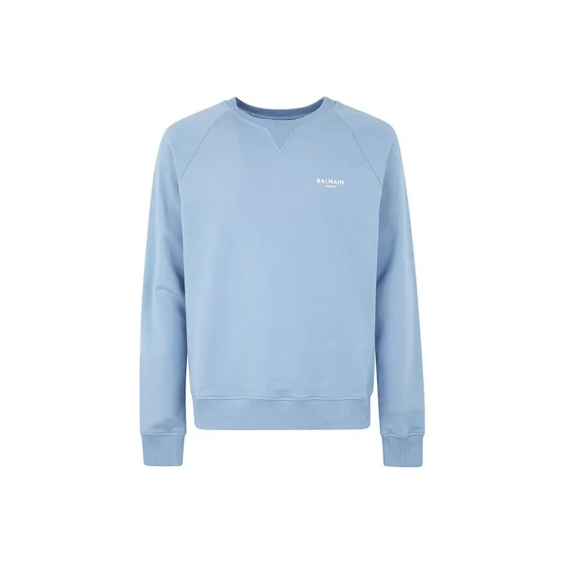BALMAIN Logo-Flocked Crewneck Sweatshirt-0