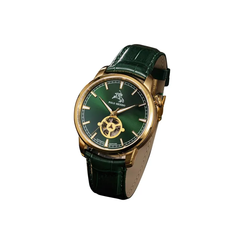 POLOMEISDO POLO Wrist Watch Automatic Mechanical Movement Cowhide Strap 41mm Green Dial Men's Watches-2