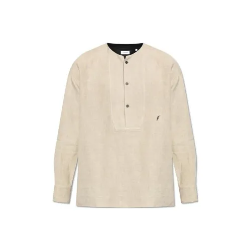 Ferragamo Collarless Logo-Embroidered Long Sleeved Shirt