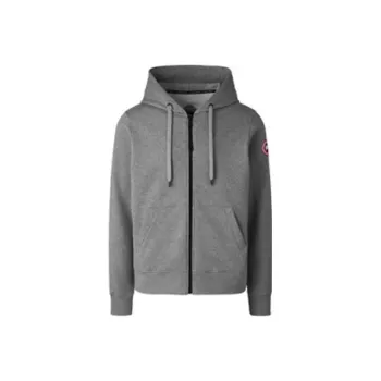 Canada Goose Logo Patch Zip Up Drawstring Hoodie