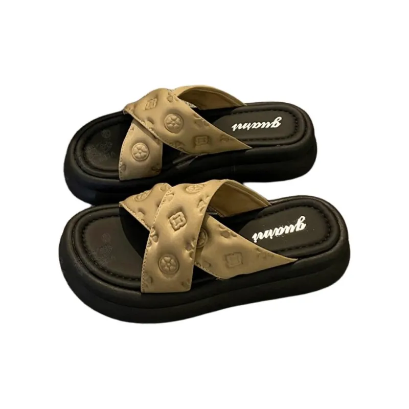 Yamada Hyakuju Slippers Ecru Champagne Black-5