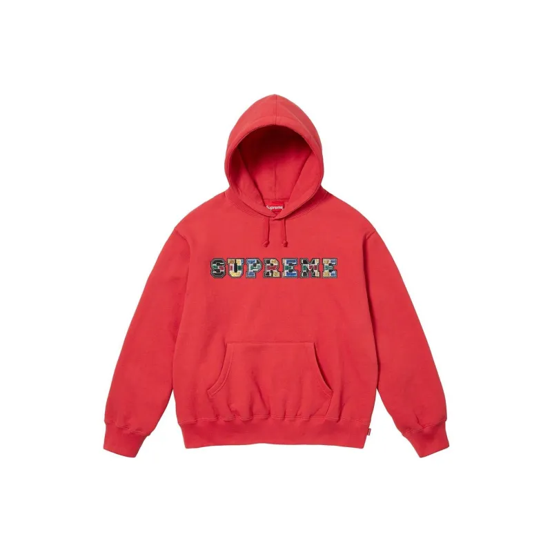 Supreme Collegiate Patchwork Leather Hooded Sweatshirt-2