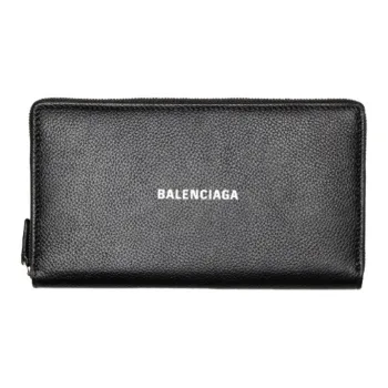 Balenciaga Grained Calfskin Wallet Unisex Black