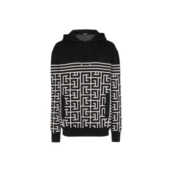 BALMAIN Pb Monogram Drawstring Hoodie