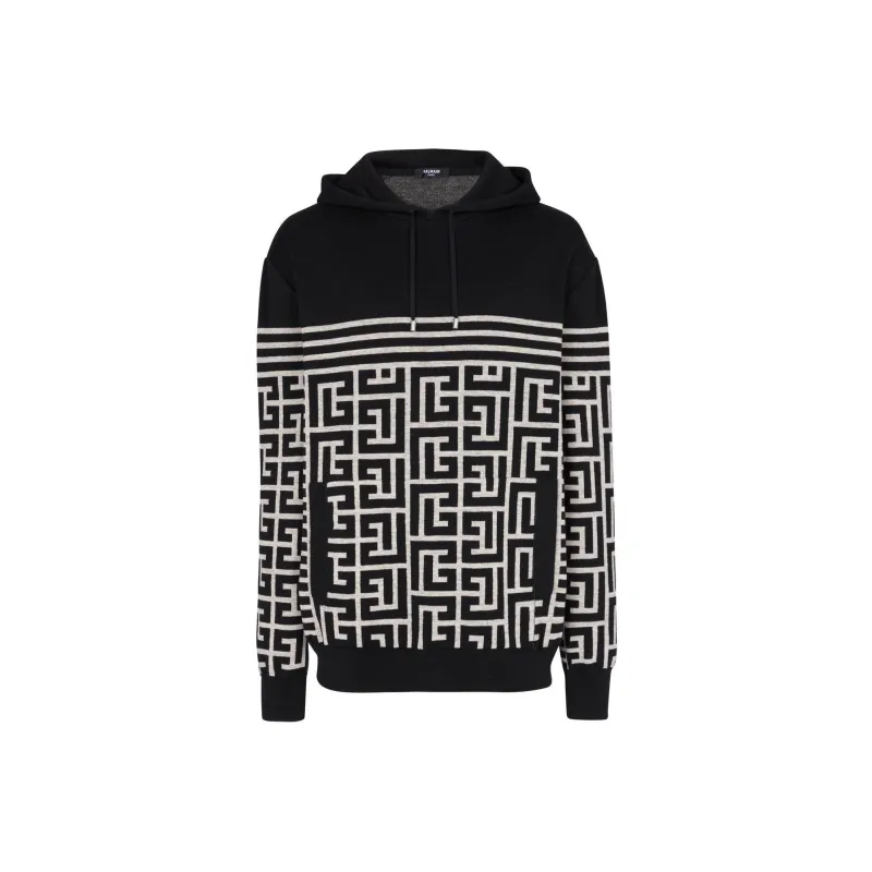 BALMAIN Pb Monogram Drawstring Hoodie-0