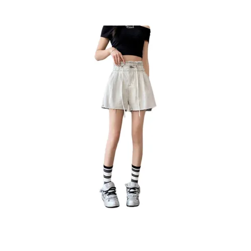 The Temptation Of The Muse Denim Shorts Women's Light Gray