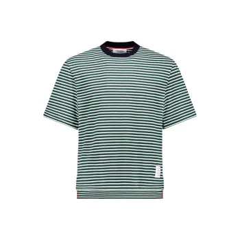 THOM BROWNE Striped Milano Ribbed Crewneck T Shirt