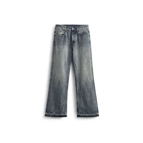 ZENGZHI Jeans Unisex Vintage Blue