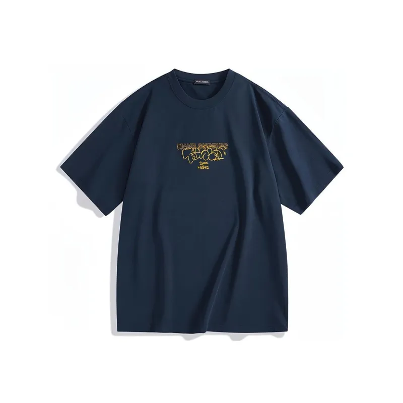 PEACEBIRD MEN T-Shirts Men Dark Blue 1 Loose Fit-0