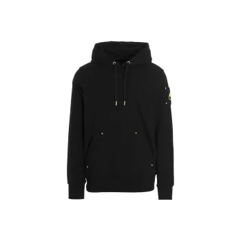 Moose Knuckles Logo Plaque Drawstring Hoodie