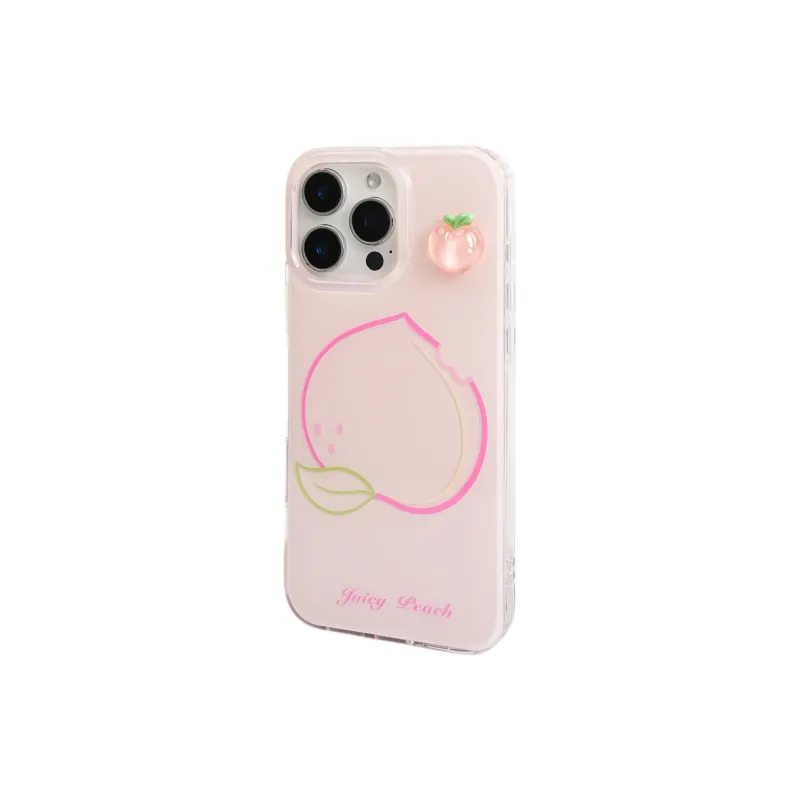 Wei Xin Acrylic Material Line Apple Peach Lemon Phone Cases Compatible With IPhone 16/15 Pro Max/Apple 13/14 Pro/Max-6