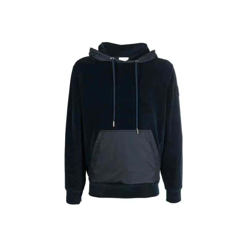 Moncler Logo-patch Sleeve Velvet Hoodie-0