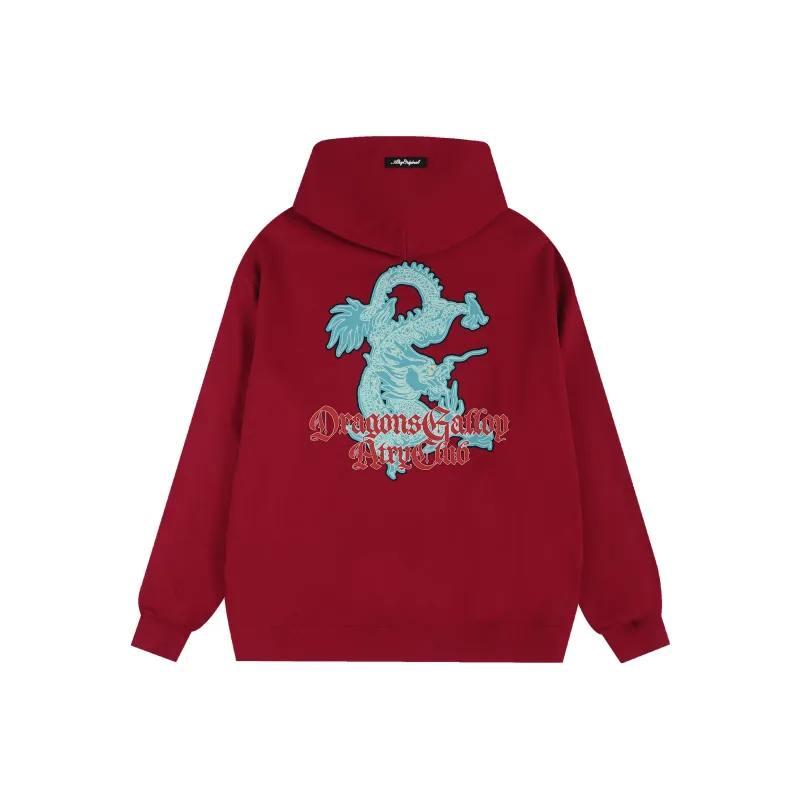 Atry Sweatshirt National Trend Brand American Luxury Streetwear Loose Fit Long Sleeved Sweatshirt Unisex Red-0