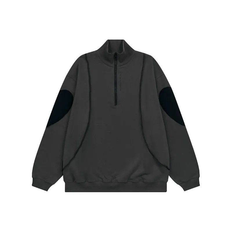 RUNNINWHEEL Stand Collar Loose Fit Regular Sweatshirt Unisex-8