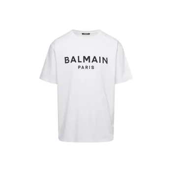 BALMAIN Logo Printed Crewneck T Shirt