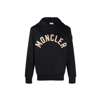 Moncler Curved Logo Plush Cotton Hoodie