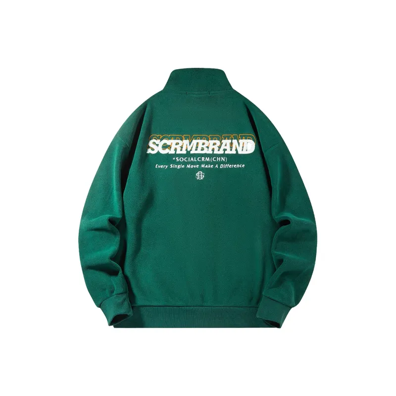 SCRM Stand Collar Loose Fit Cardigan Sweatshirt Unisex-15