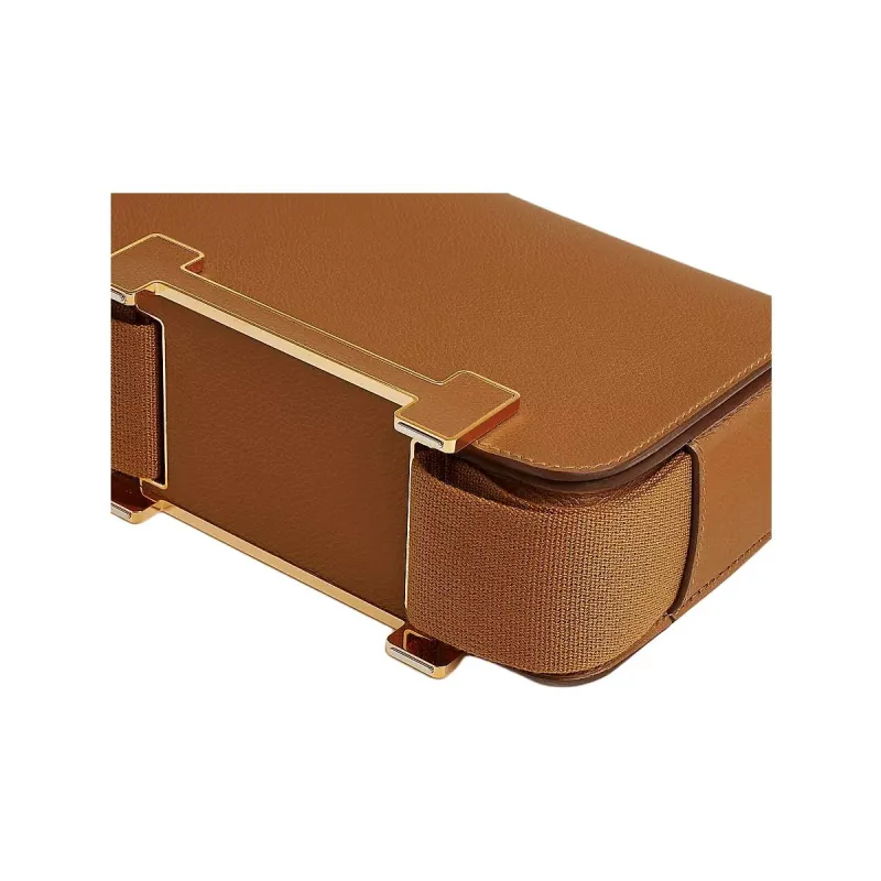 HERMES Geta Evercolor Calfskin Crossbody Bag Shoulder Bag Women's Gold Brown-3