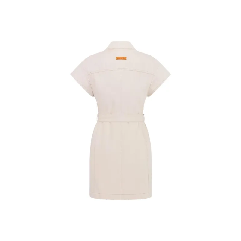 DIOR SS25 Short Sleeved Dress Women's Ecru-1