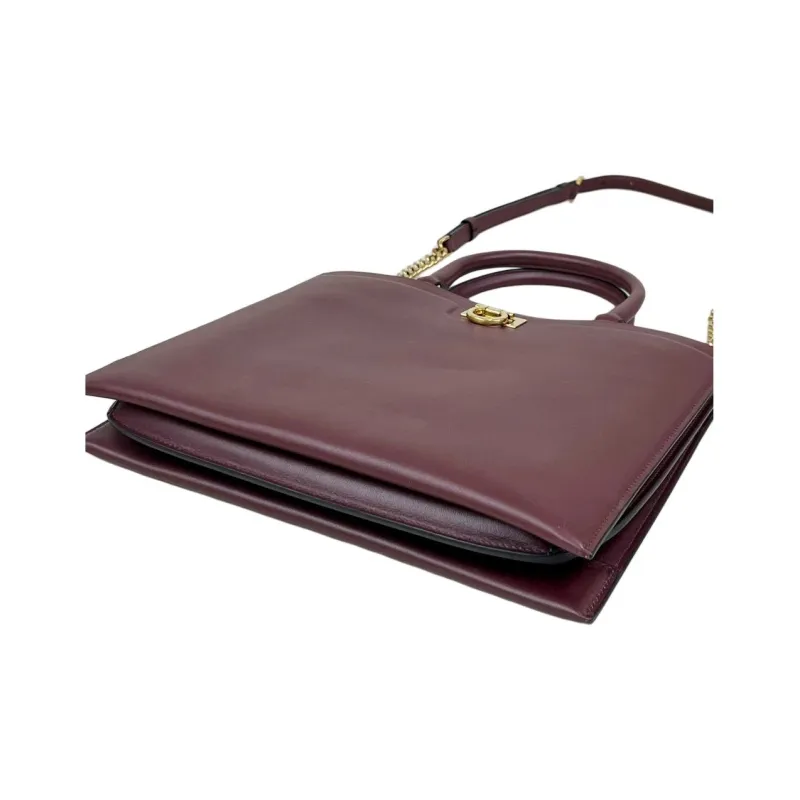 FERRAGAMO Calfskin One Shoulder Handbag Women's Burgundy-2