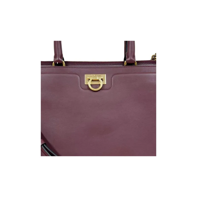 FERRAGAMO Calfskin One Shoulder Handbag Women's Burgundy-3