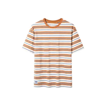 OUTDOOR PRODUCTS T Shirt Men's Camel Navy Blue Multicolor Stripes