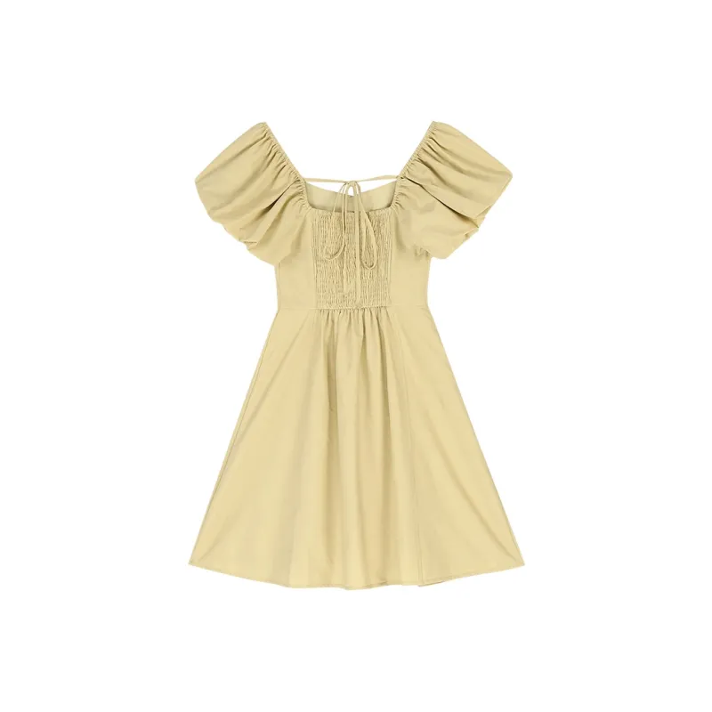 CIVICERA Short Sleeved Dress Women's Yellow-1