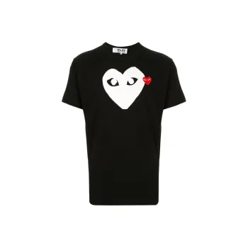 Comme Des Garcons Play White Heart Red Emblem T shirt