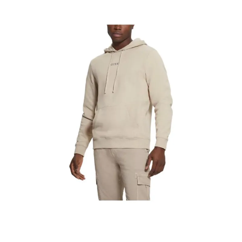 GUESS Eco Roy Logo Hoodie Sweatshirt Men's Khaki-0