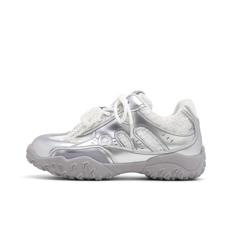 UNCLEWEN Lace Circle Slip Resistant, Breathable, Height Increasing Low Top Trendy Chunky Sneakers Women's-0