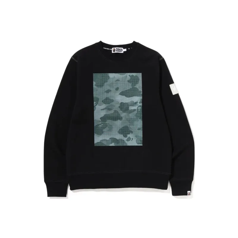 A BATHING APE Grid Camo Crewneck Sweatshirt-0