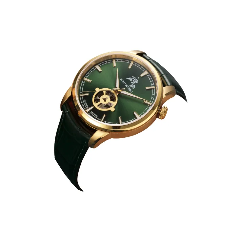 POLOMEISDO POLO Wrist Watch Automatic Mechanical Movement Cowhide Strap 41mm Green Dial Men's Watches-4