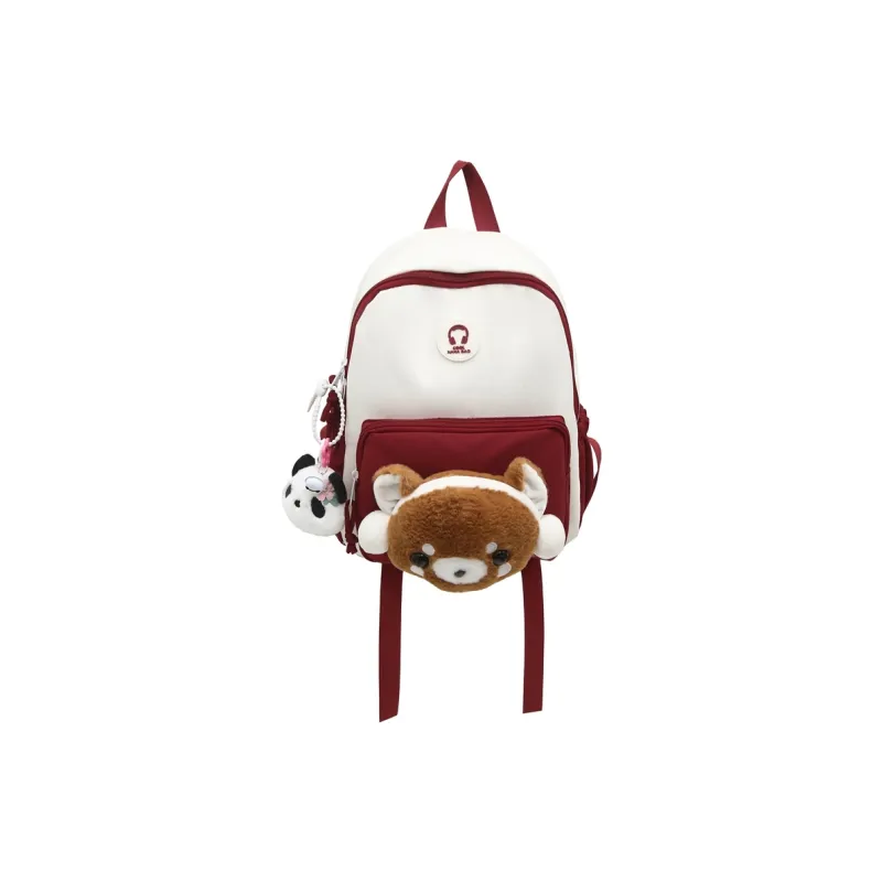 Deli Bear Nylon Backpack Women's Black \ Pink \ White \ Red \ White Khaki-6