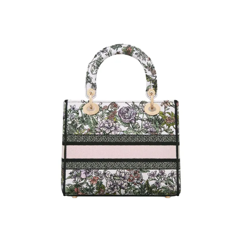 DIOR Lady D Lite Cotton Lady Dior Bag, One Shoulder Handbag Medium Size Women's White & Multicolor-3