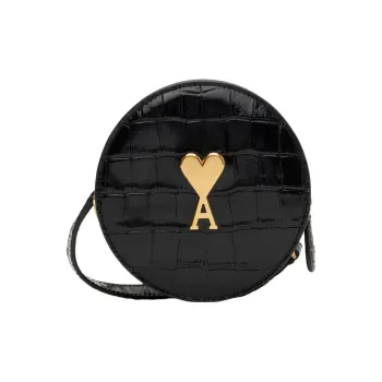 AMIPARIS Cow Leather Round Bag, Shoulder Bag Women's Black