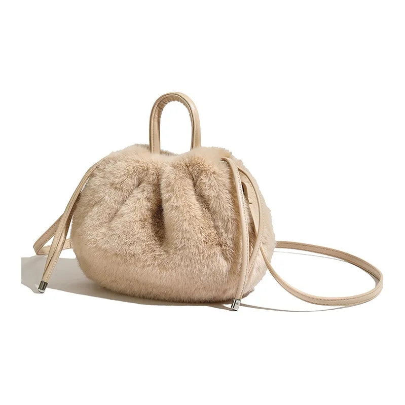 Yalu Plush Shoulder Bag, Crossbody Bag, Handbag Women's Black/Apricot/Pink/Camel/White-2