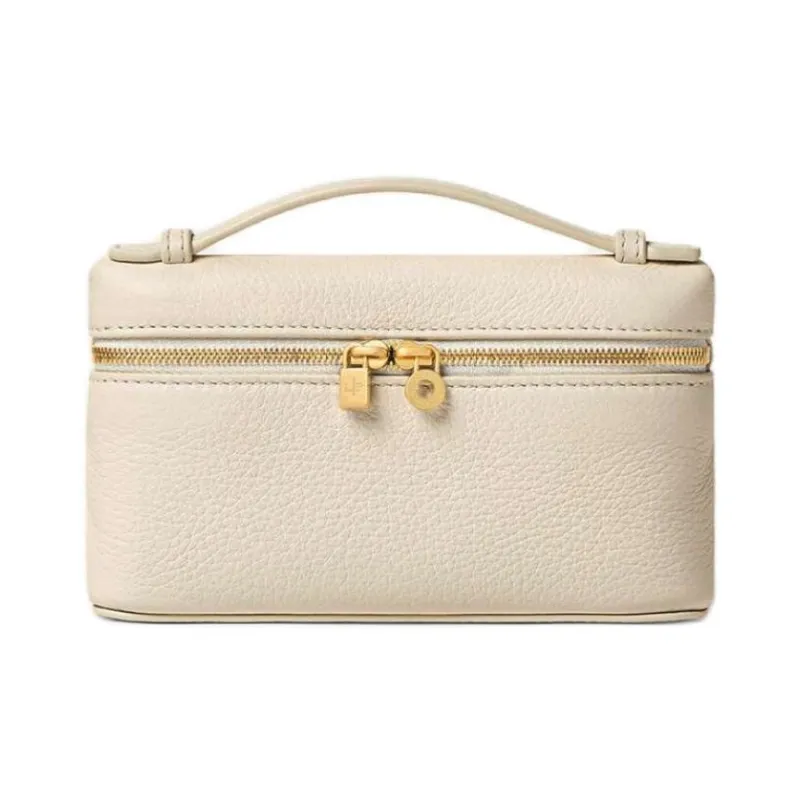 Loro Piana ExtraPocket Calfskin One Shoulder Handbag Clutch Mini Women's Whisper White & Sun Gold-0