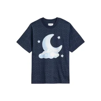 COACH Signature Moon Relaxed T Shirt In Organic Cotton T Shirt Men's Marine Blue
