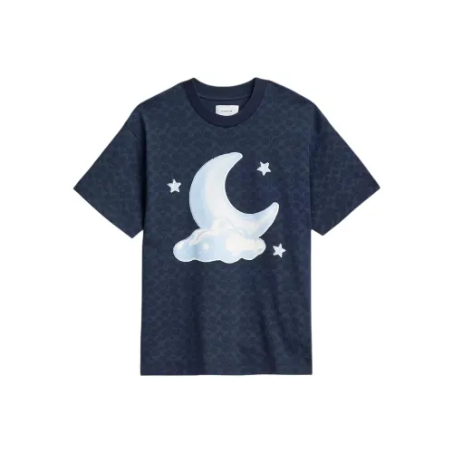 COACH Signature Moon Relaxed T Shirt In Organic Cotton T Shirt Men's Marine Blue