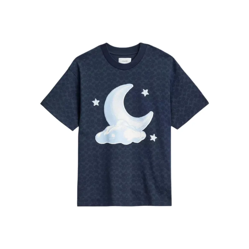 COACH Signature Moon Relaxed T Shirt In Organic Cotton T Shirt Men's Marine Blue-0