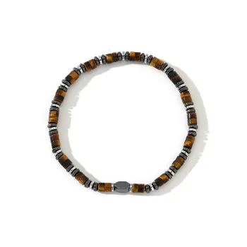 CIROCCO Stainless Steel, Hematite, Artificial Tiger's Eye Stone Bracelets Men's