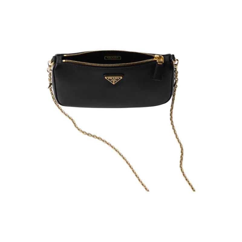 PRADA Saffiano Calfskin Shoulder Bag Mini Women's Black-3