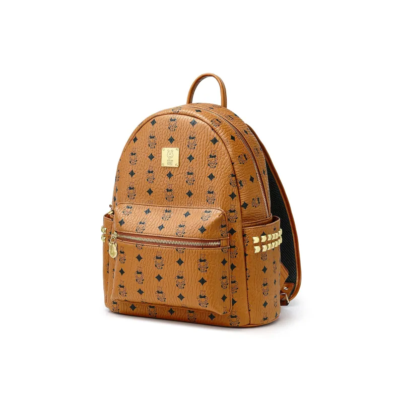 Disney Winnie The Pooh Series PU Backpack Large Size Women's Tan/Pink/White/Black-4