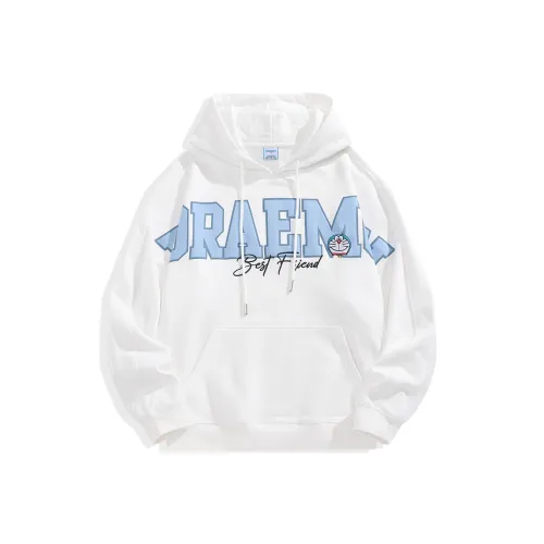 DoraemonA Hooded Loose Fit Plus Size Sweatshirt Spring Fall Unisex White